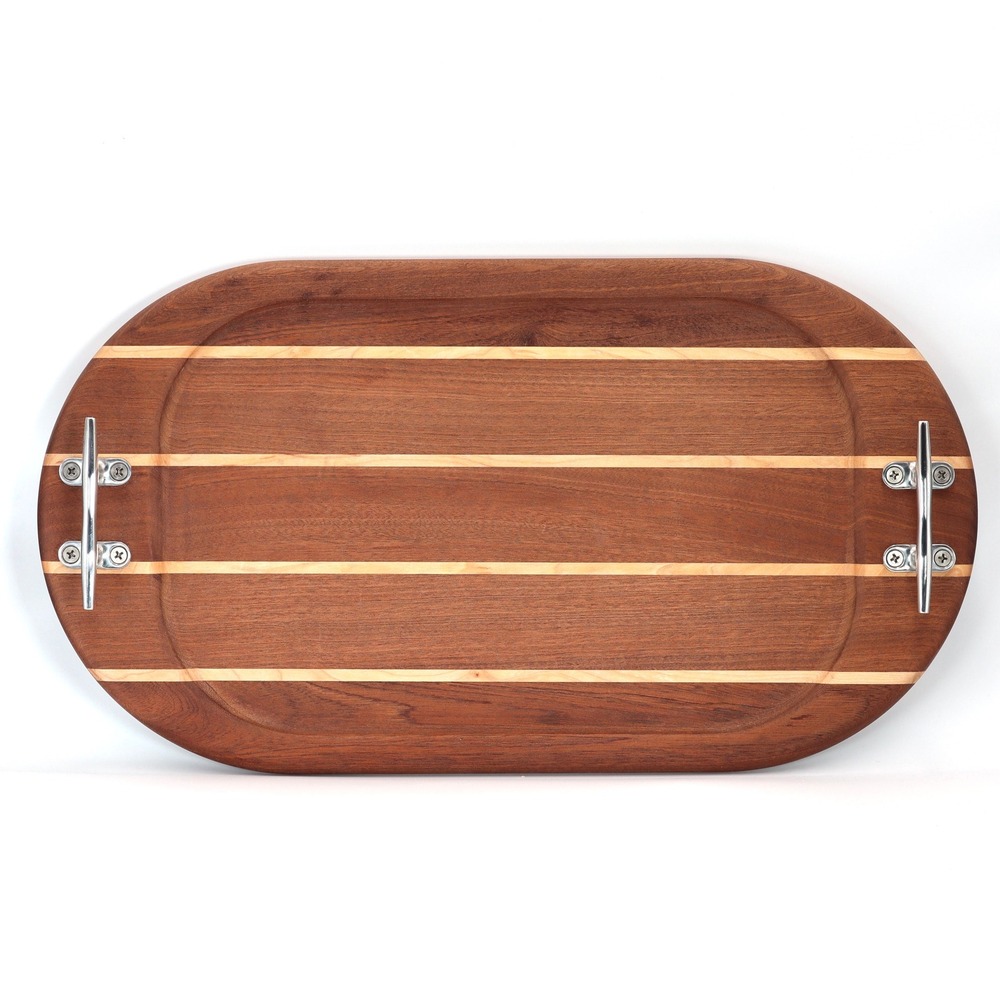Nautical Boards Wood Serving Tray Cleat Handles Coastal Beach Charcuterie 20x11
